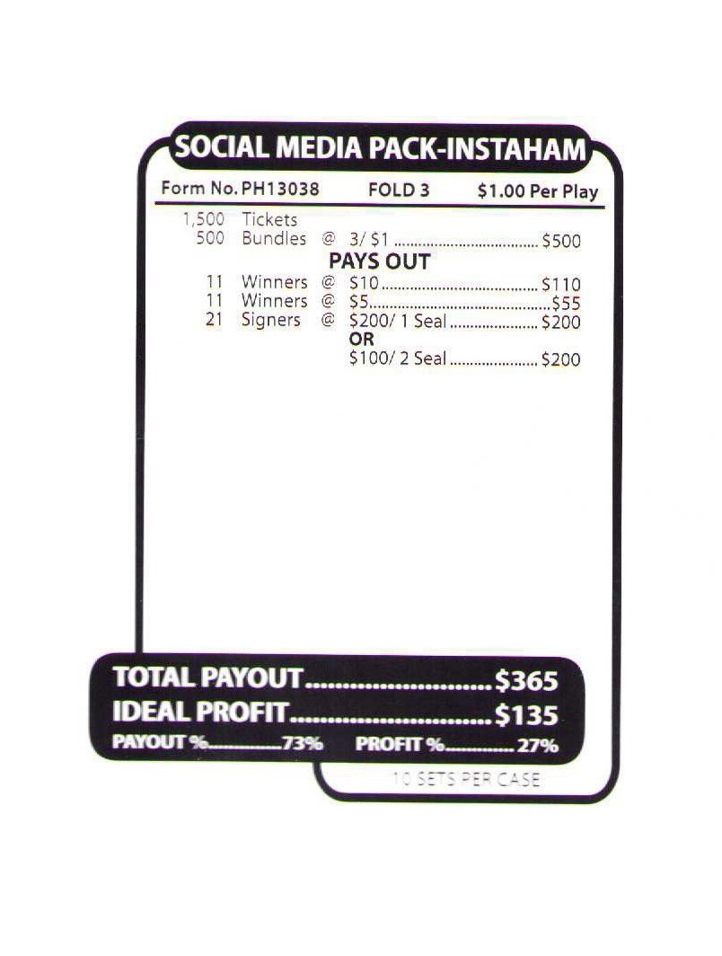 Pull Tab Ticket -Jars – Game – Holder – 5 PACK – Jars Media – 500 ct ea