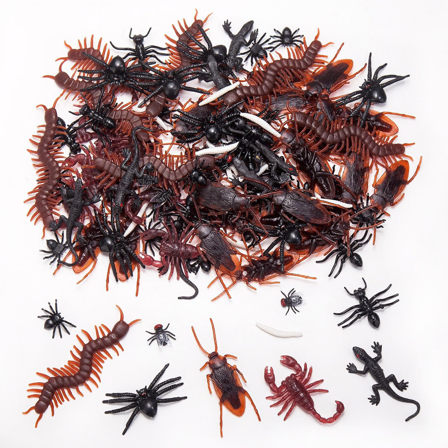 130 PCS Realistic Plastic Bugs Trick Toys, 9 Types Prank Fake Insects Cockroache