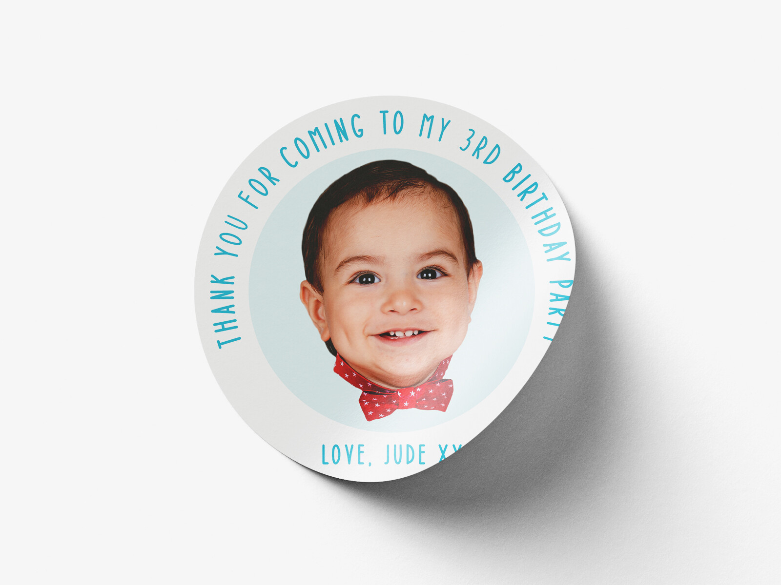 Personalised birthday photo round sticker labels, custom stickers