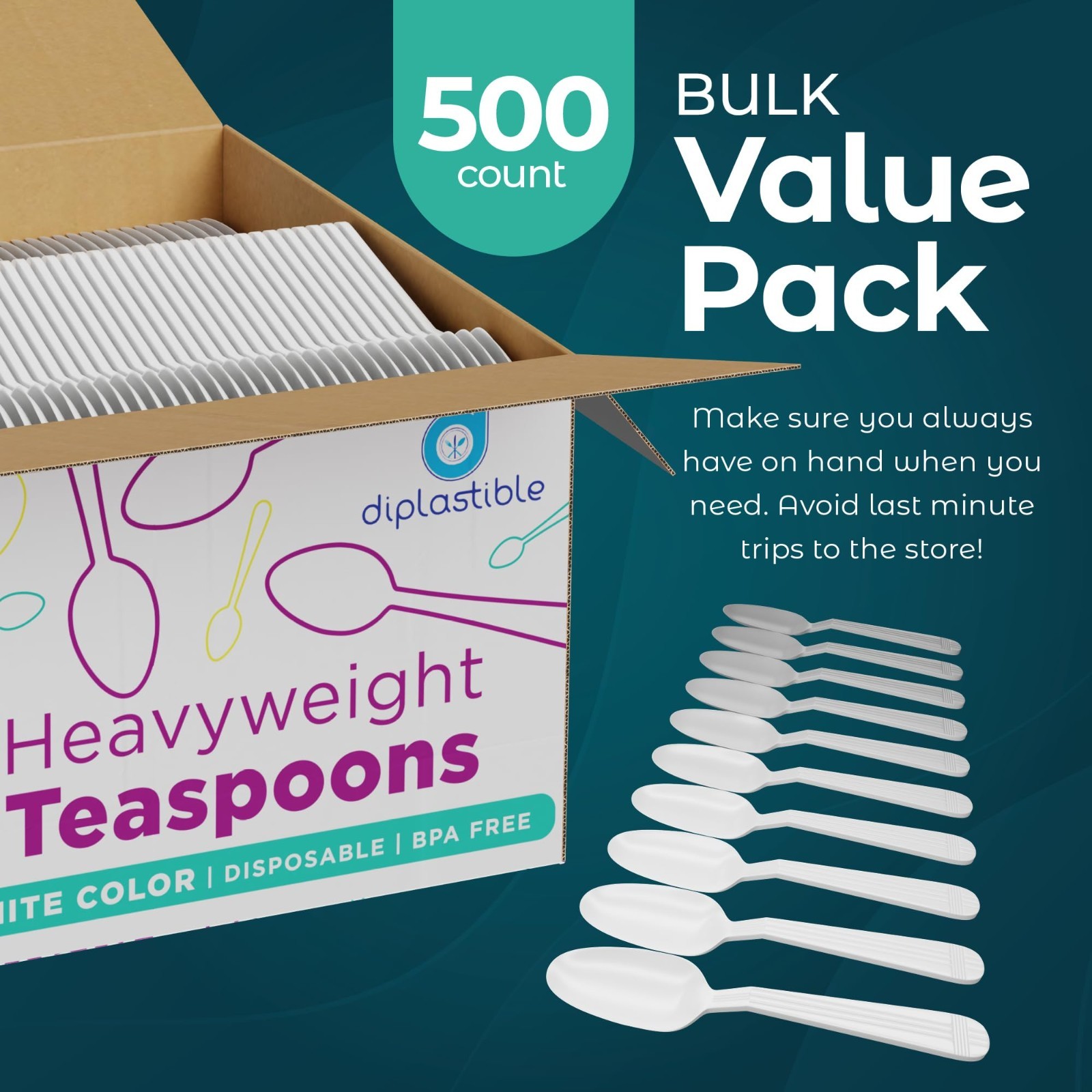 500 Heavyweight Disposable White Plastic Tea Spoons – Perfect for Parties & Even