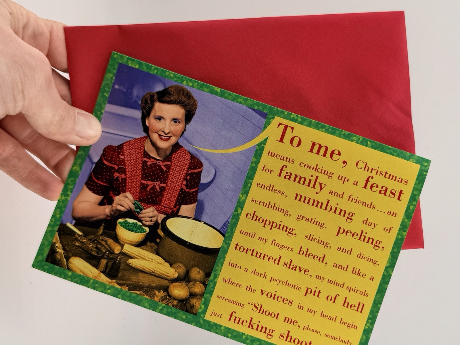 NobleWorks Offensive Christmas Card Adult Humor Rude Funny “Shoot Me” Cooking