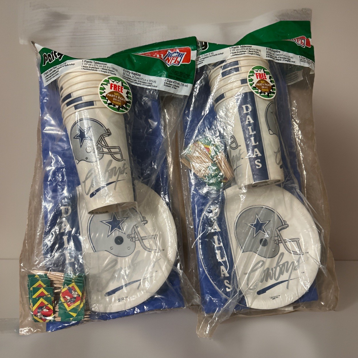 Vintage NFL Dallas Cowboys Party Pack C.A. Reed Inc. Lot Of 2 NEW SEALED 1980’s