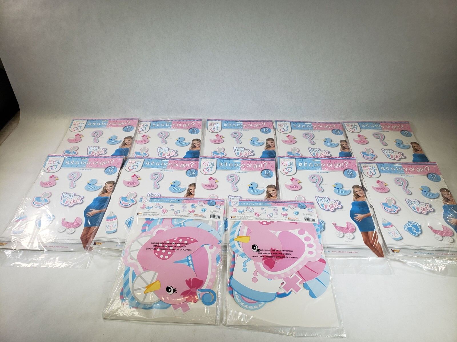 Lot Of 12 Forum Novelties Gender Reveal Baby Shower Wall Decoration Cutouts