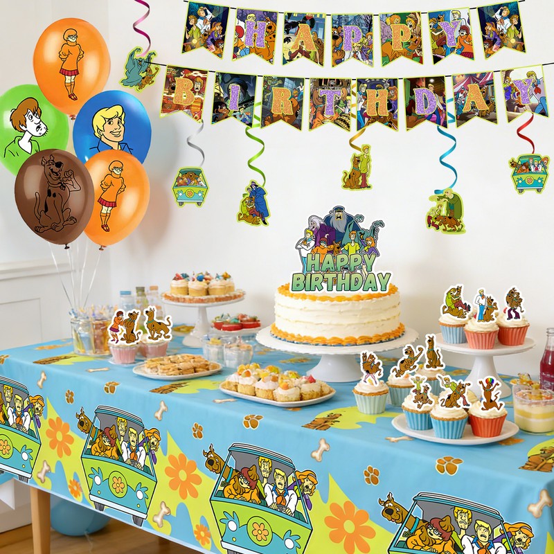 33 Pcs ScoobyDoo Party Decorations Birthday Party Supplies Banner Cake Topper