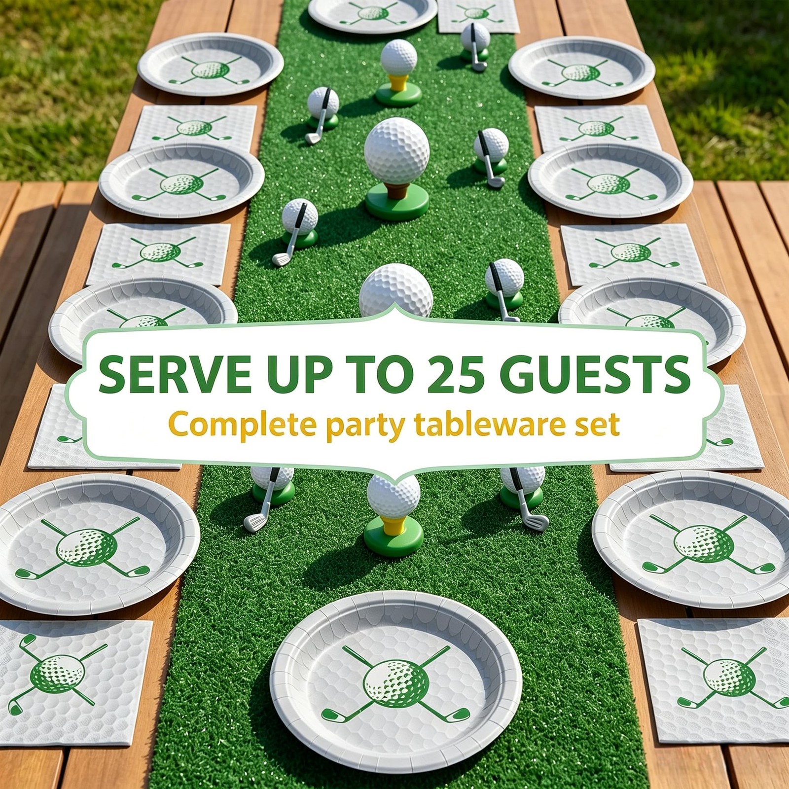 50 Pcs Golf Plates and Napkins Set, 7 Inch Golf Birthday Decorations Dinner D…
