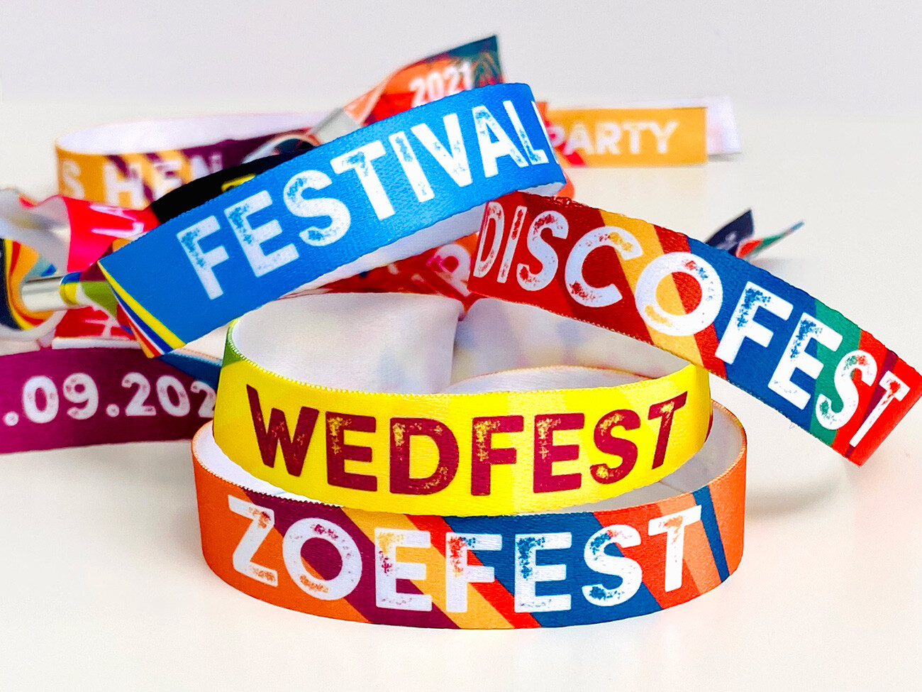 Personalised Party Event Wristbands – Customised Festival Fabric Wristbands
