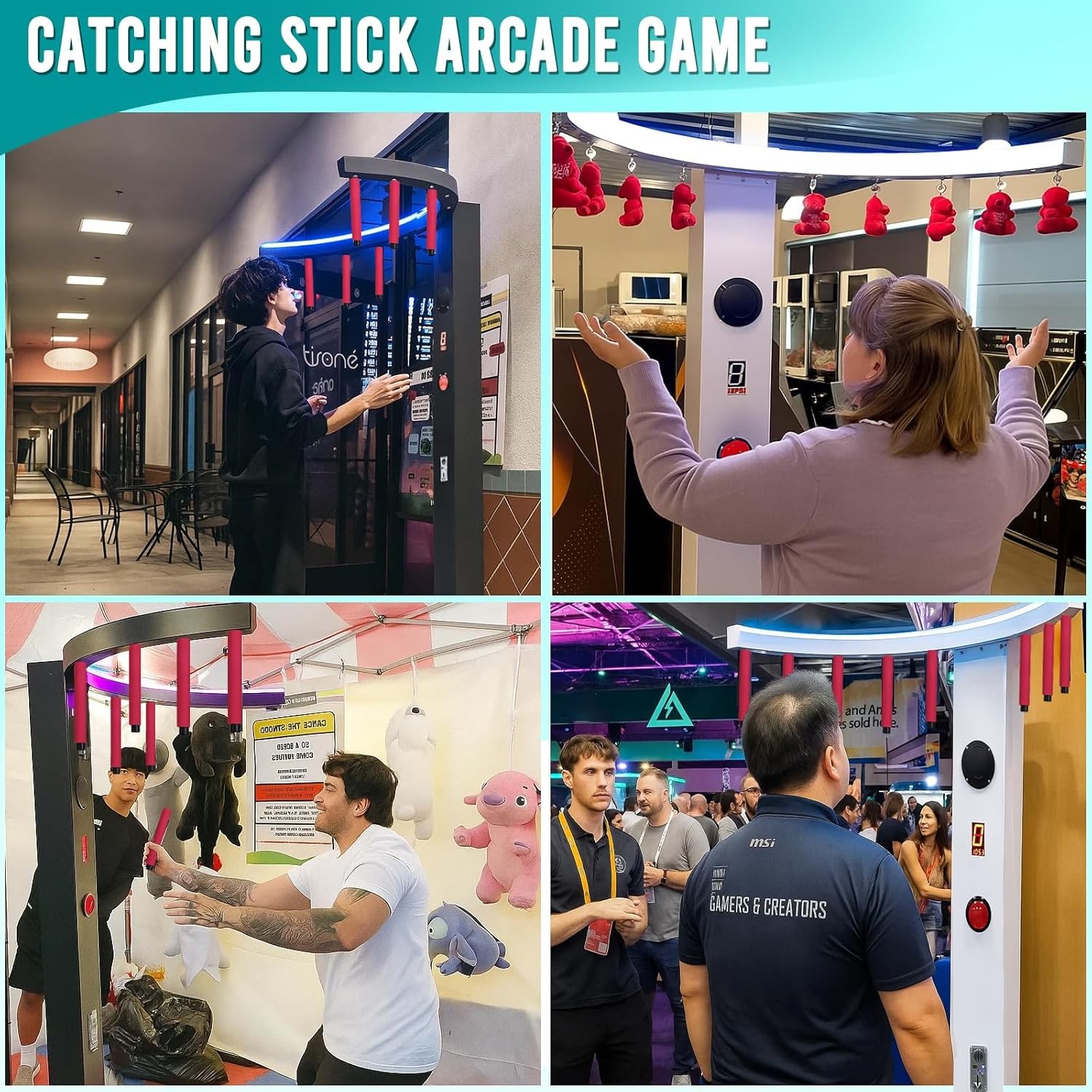 Catch Sticks Game Machine, Interactive Reaction Game for Party Rental Business