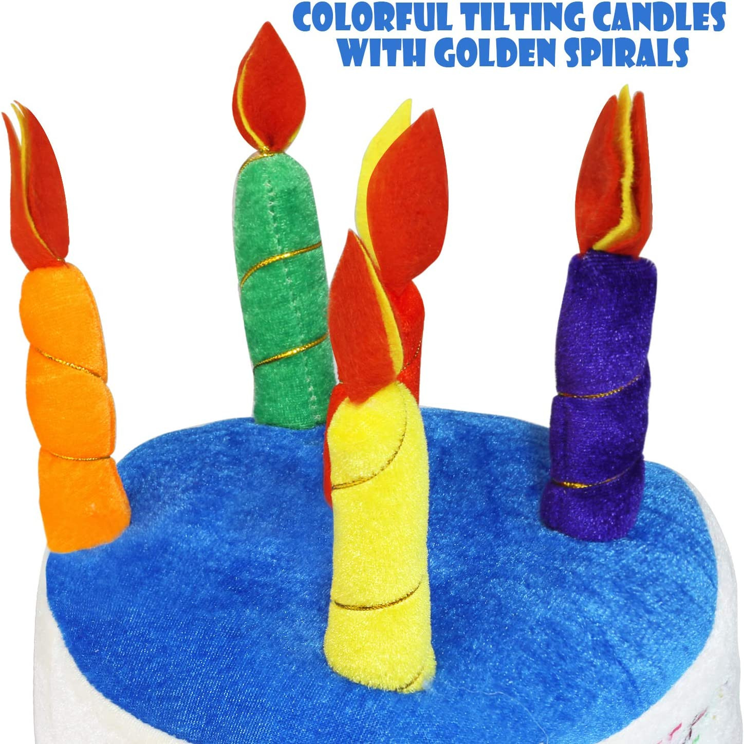 Blue Plush Happy Birthday Cake Hat – Unisex Adult Size Fancy Dress Party Hats –