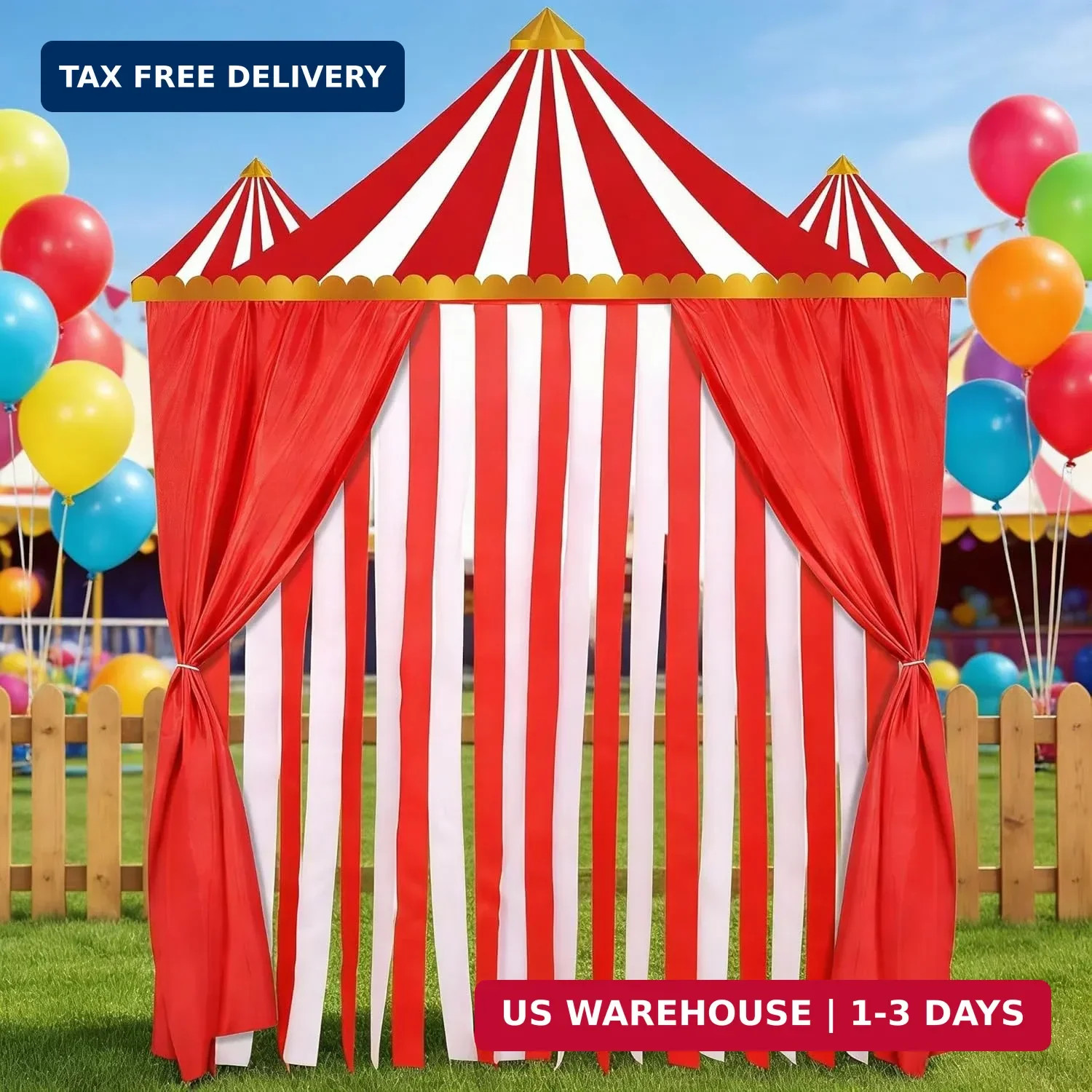 Tingjoo 4 Pcs Carnival Circus Party Decorations Backdrops Red and White Striped