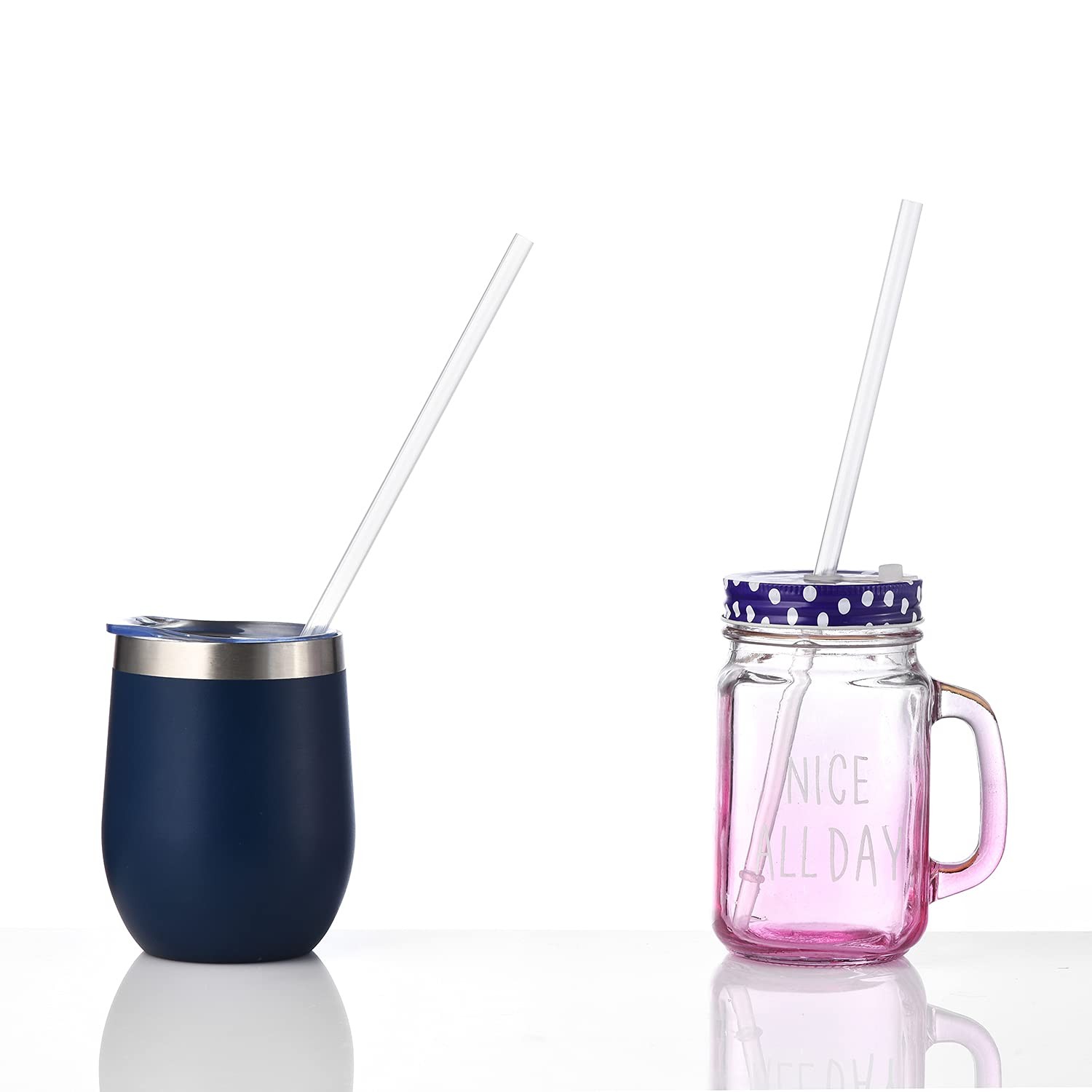 ALINK 12-Pack Reusable Clear Plastic Straws, 10.5 in x 0.3 in Replacement Tumble