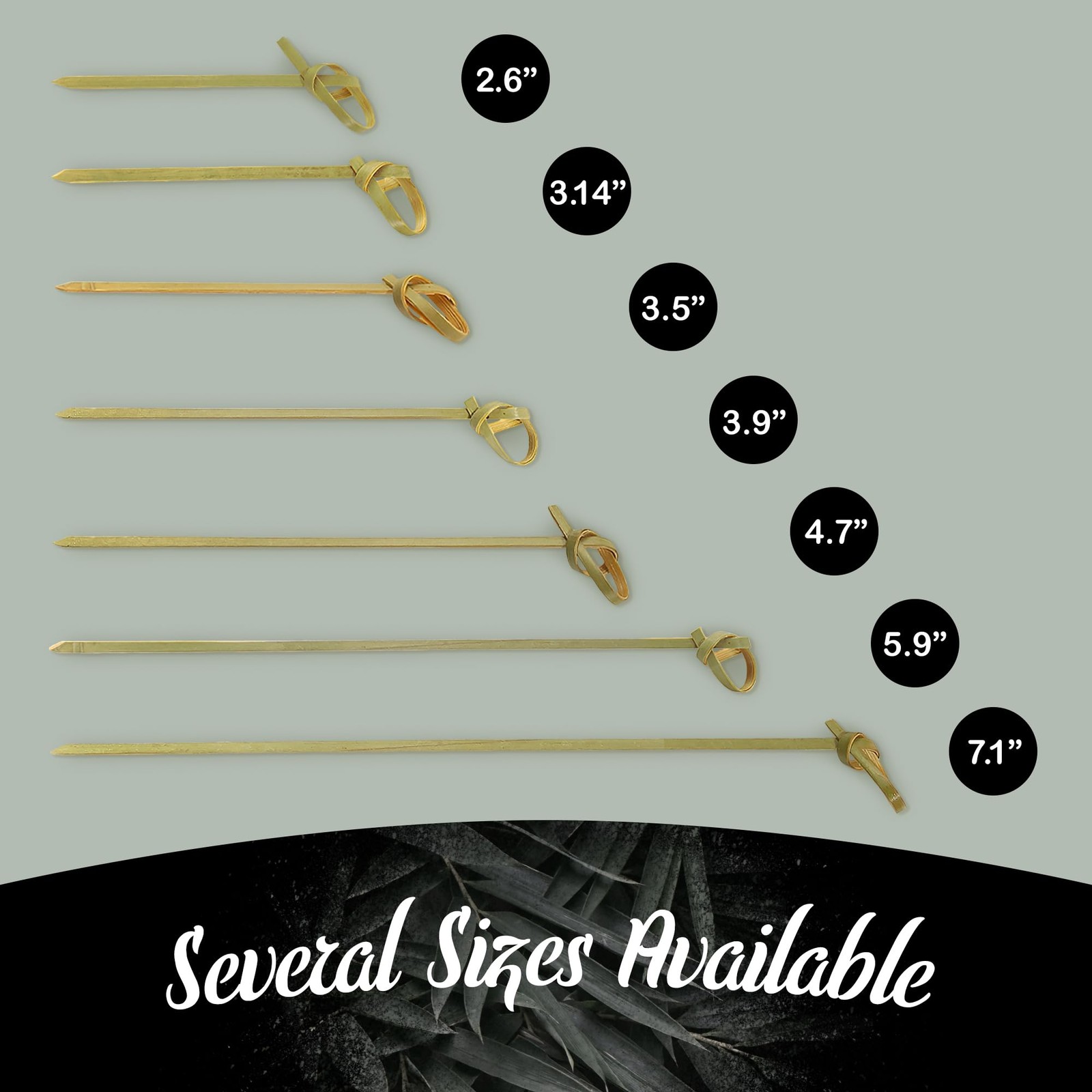 2.6″ Bamboo Green Knot Food and Cocktail Skewer Picks – 1,000 Pieces