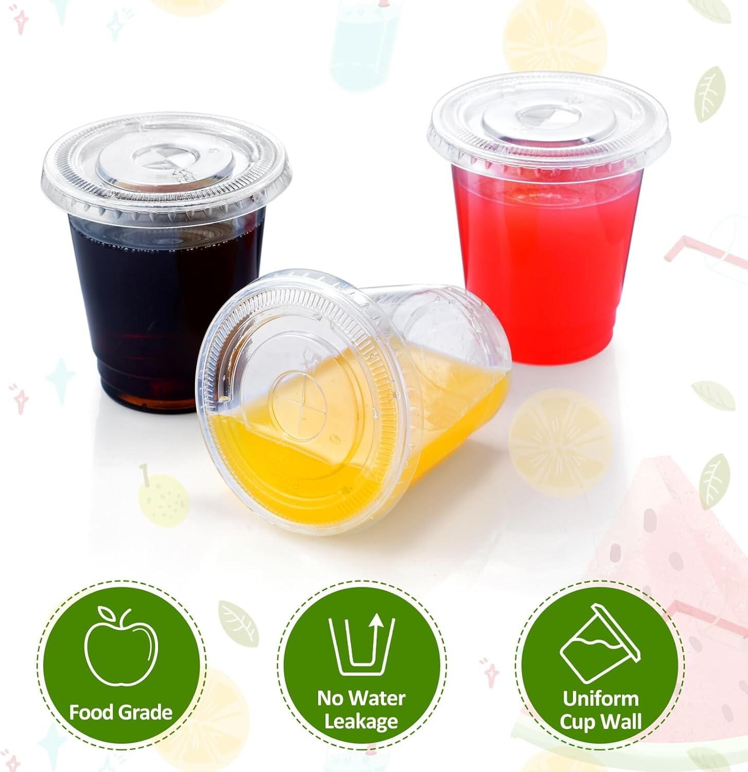 Clear 8 oz Plastic Cups with Lids – Disposable Cold Drink Containers, 50 Pack