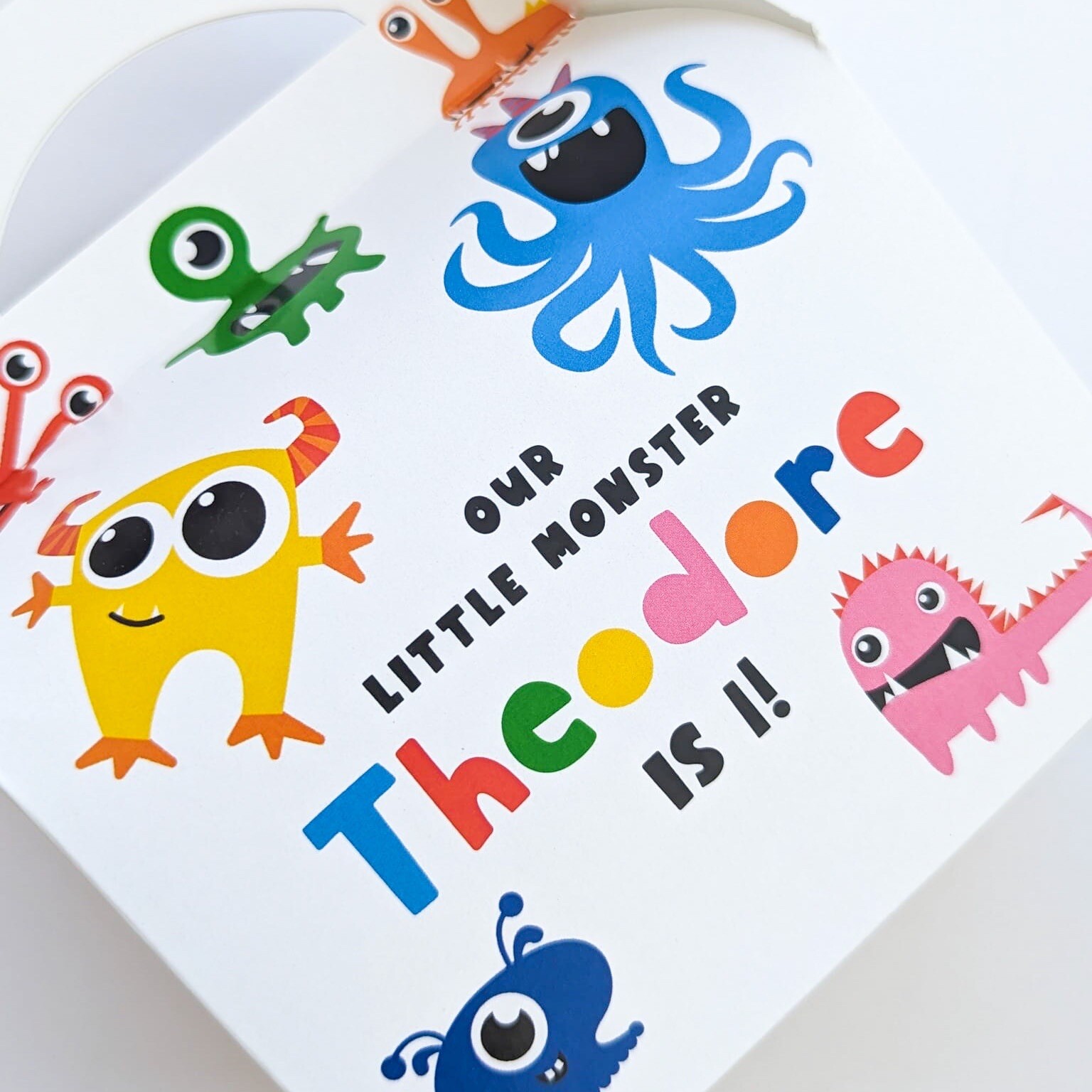 MONSTERS Unisex Colourful Children’s Personalised Party Boxes Favours Gift Bag