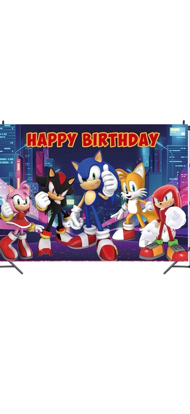 Sonic the Hedgehog 5’x3′ Happy Birthday Backdrop Photo Op Banner