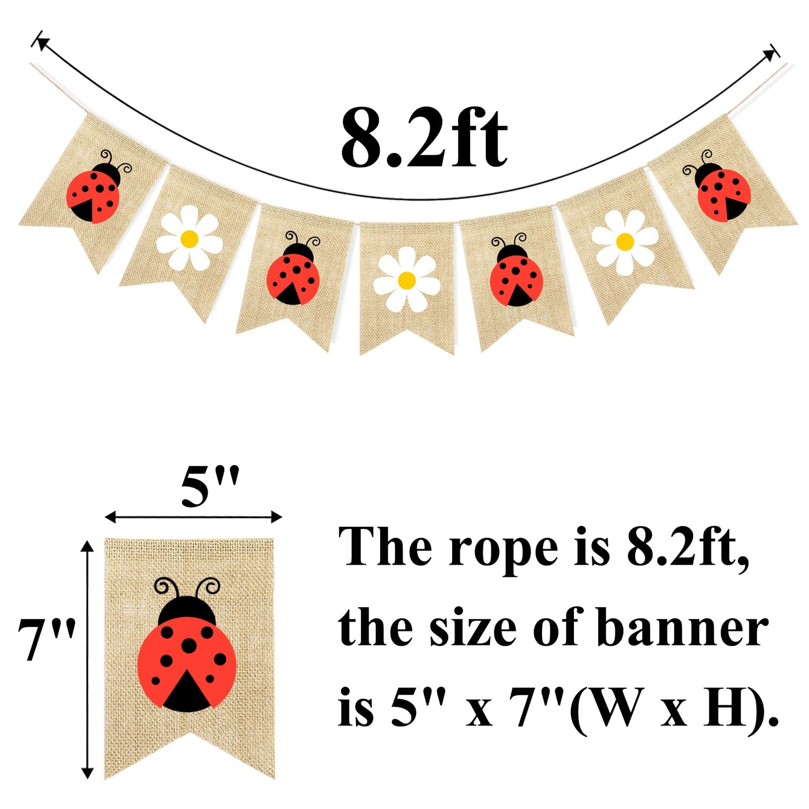 Daisy Ladybug Banner Burlap Garland Ladybug Party Decorations