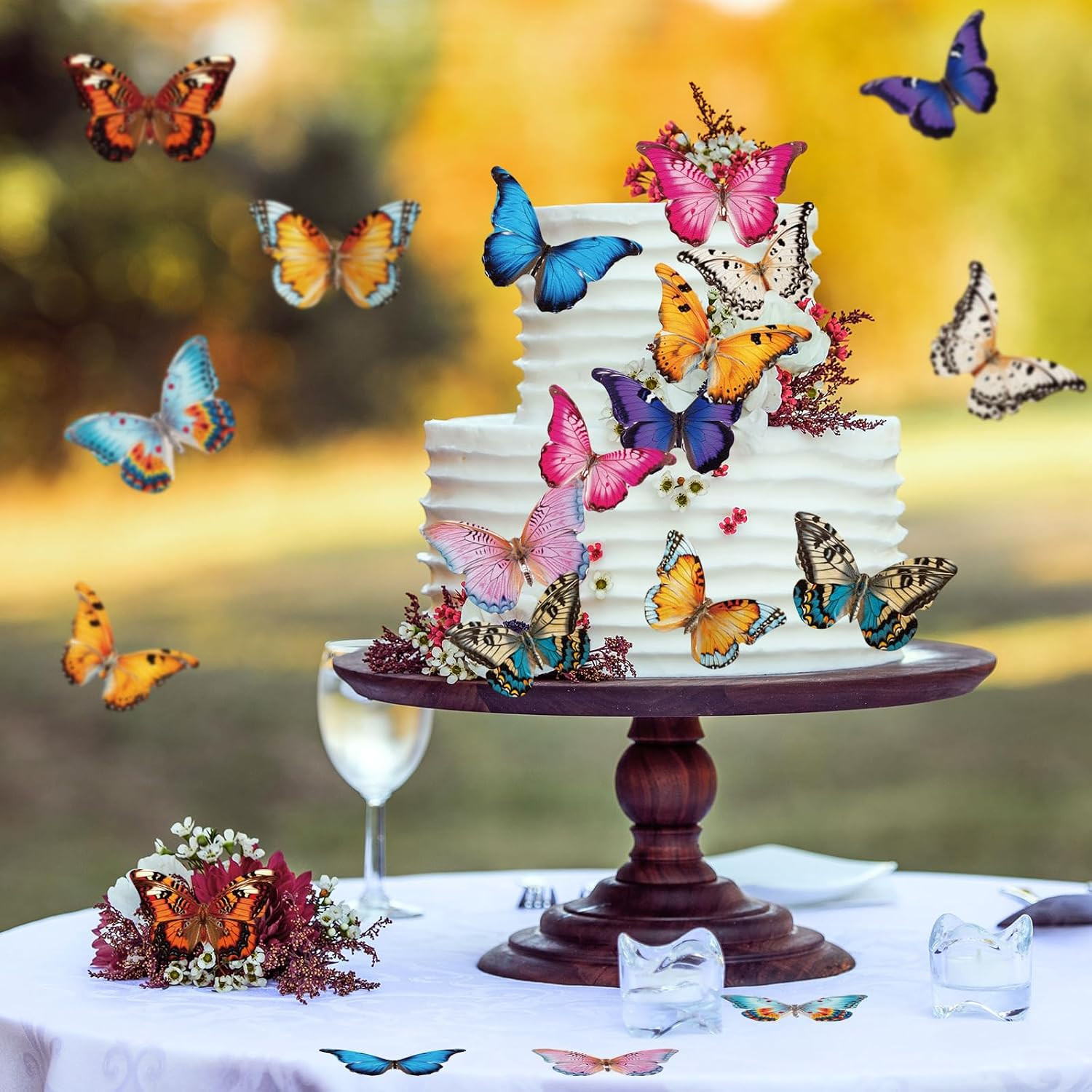 72PCS Edible Butterfly Cupcake Toppers Wafer Paper 3D Butterflies Cake Picks