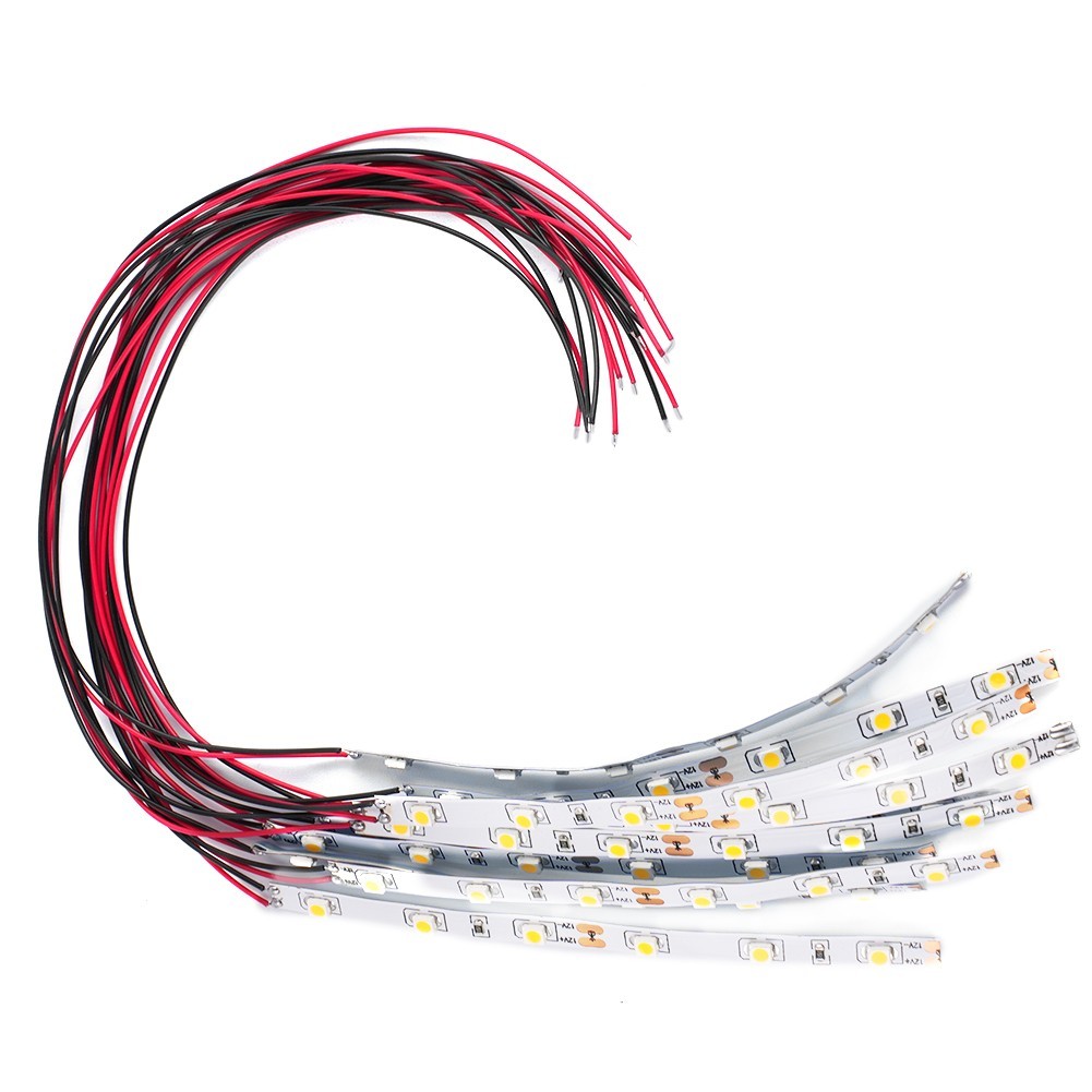 10pcs Pre Wired White Light Strip 6 LED Light Self-Adhesive Flexible 12V-18V