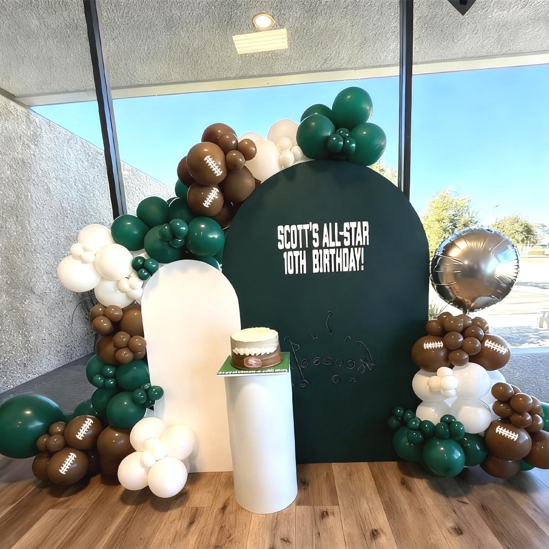 Football Balloons, 12 Inch Dark Green Black Sand with Brown Printed Sports La…