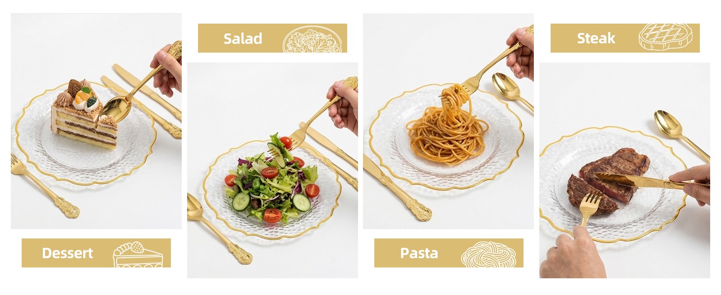 120PCS Gold Plastic Silverware, Disposable Silverware Include 40 Forks, 40