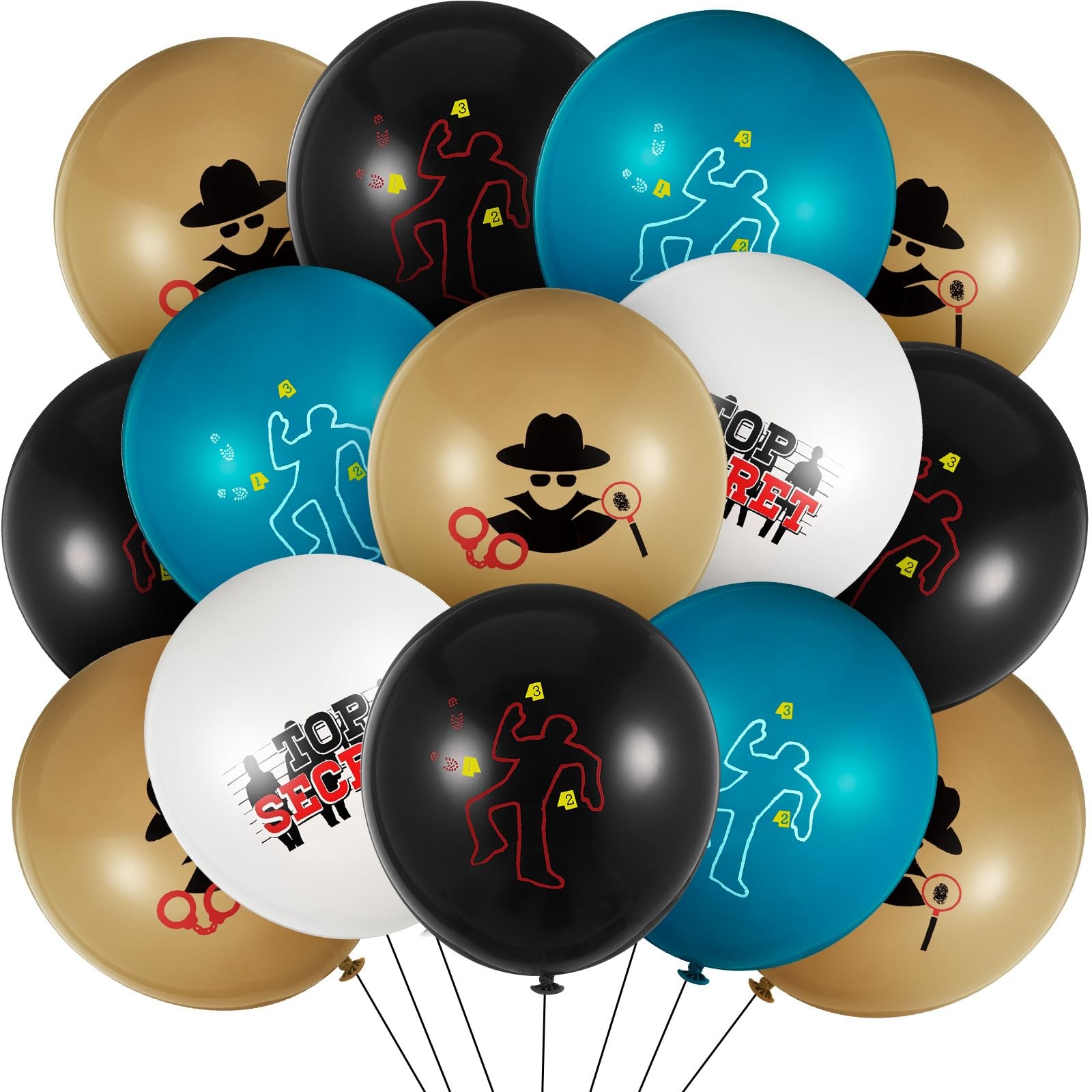 60 Pcs Top Secret Spy Theme Balloon Detective Decoration Latex Red and Black …