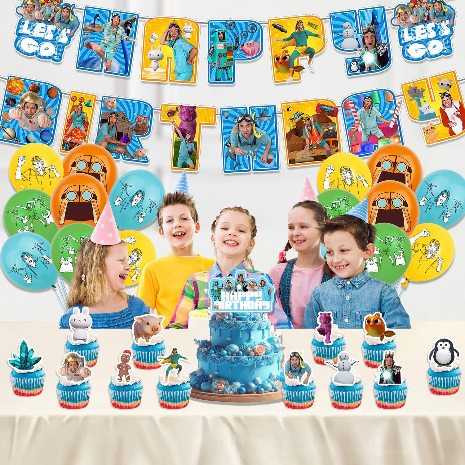 Danny Go Party Supplies Birthday Decoration Set Balloons Backdrop Cake Toppers