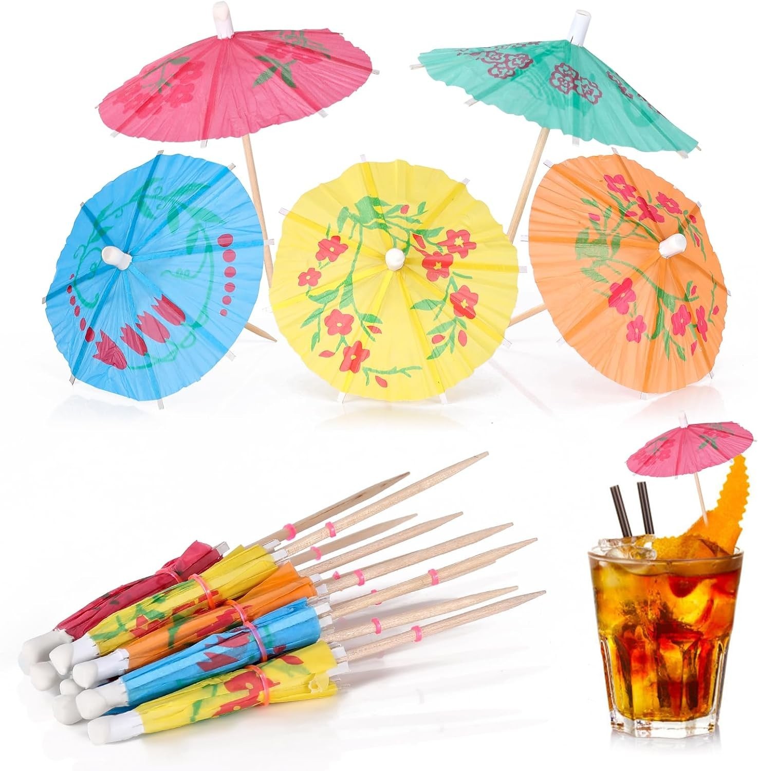 100 PCS] Drink Umbrellas Cocktail Picks – Cocktail Umbrellas for Drinks, Mini…