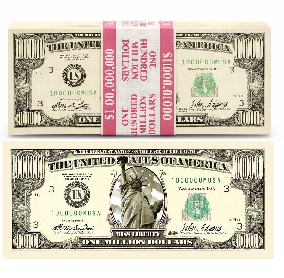 STACK OF 100 Million Dollar Bills BANDED -The Best ORIGINAL Million Dollar Bill