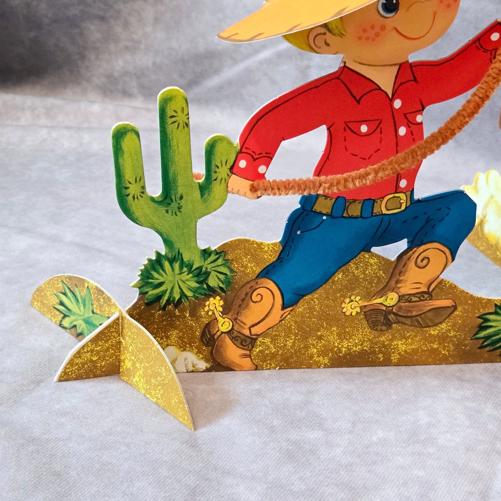 Freckles Cowboy Horse Centerpiece Hallmark Cardboard 3D Vintage Party