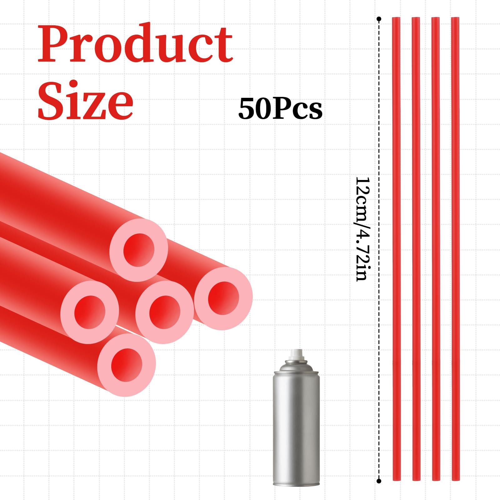 50 Pack Spray Can Straws, Red Plastic Spray Paint Nozzles for Cans, Replaceme