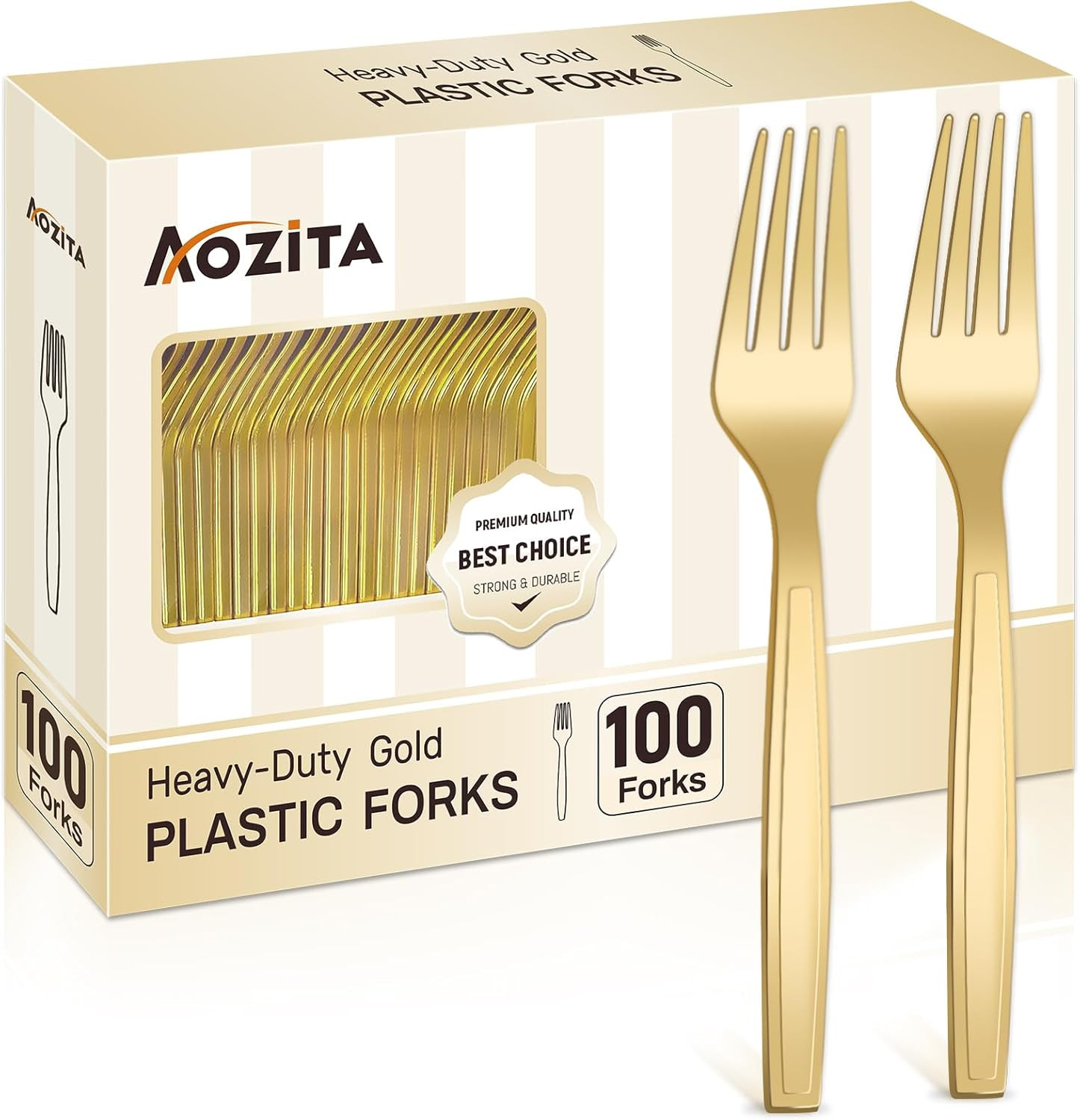 100 Pcs Gold Plastic Forks, Disposable Plastic Forks, Plastic Utensils for Parti
