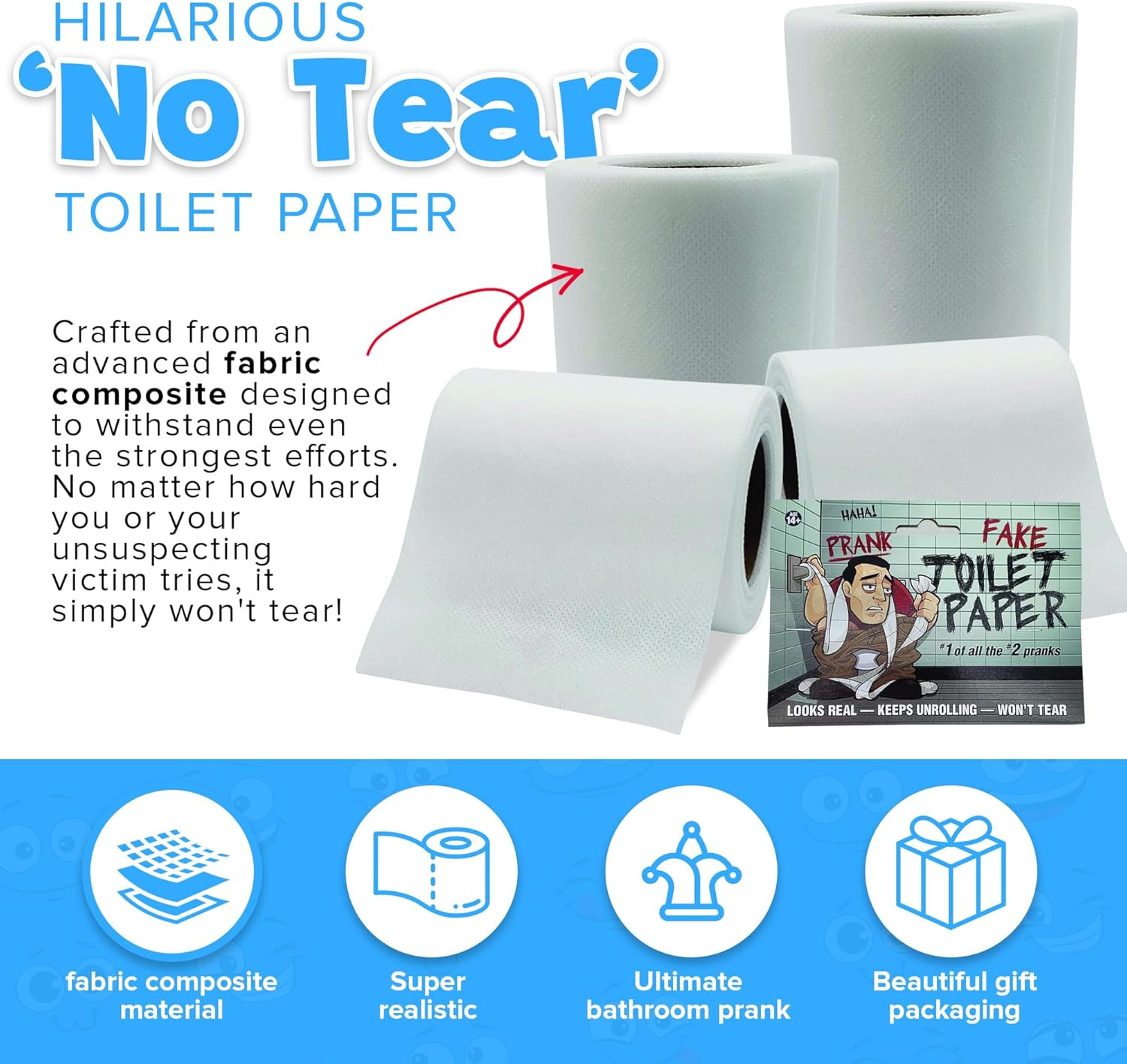 No Tear Prank Toilet Paper – Impossible to Rip Gag for Adults and Kids