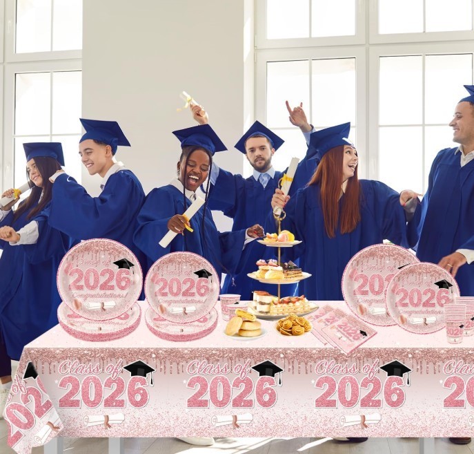 Pink Graduation Decorations Class of 2026, Rose Gold