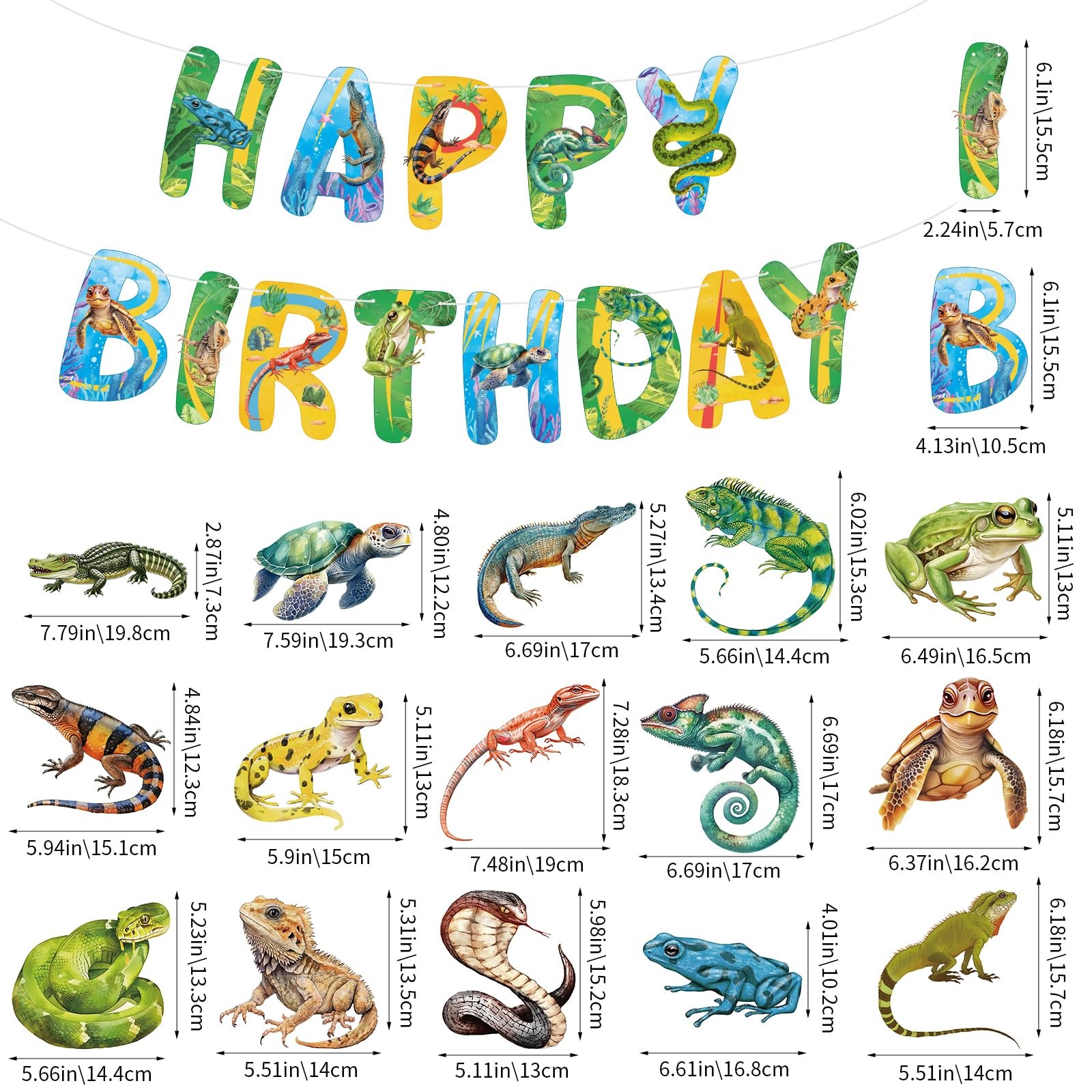 Reptile Birthday Party Decorations Reptile Swamp Happy Birthday Banner and 15…