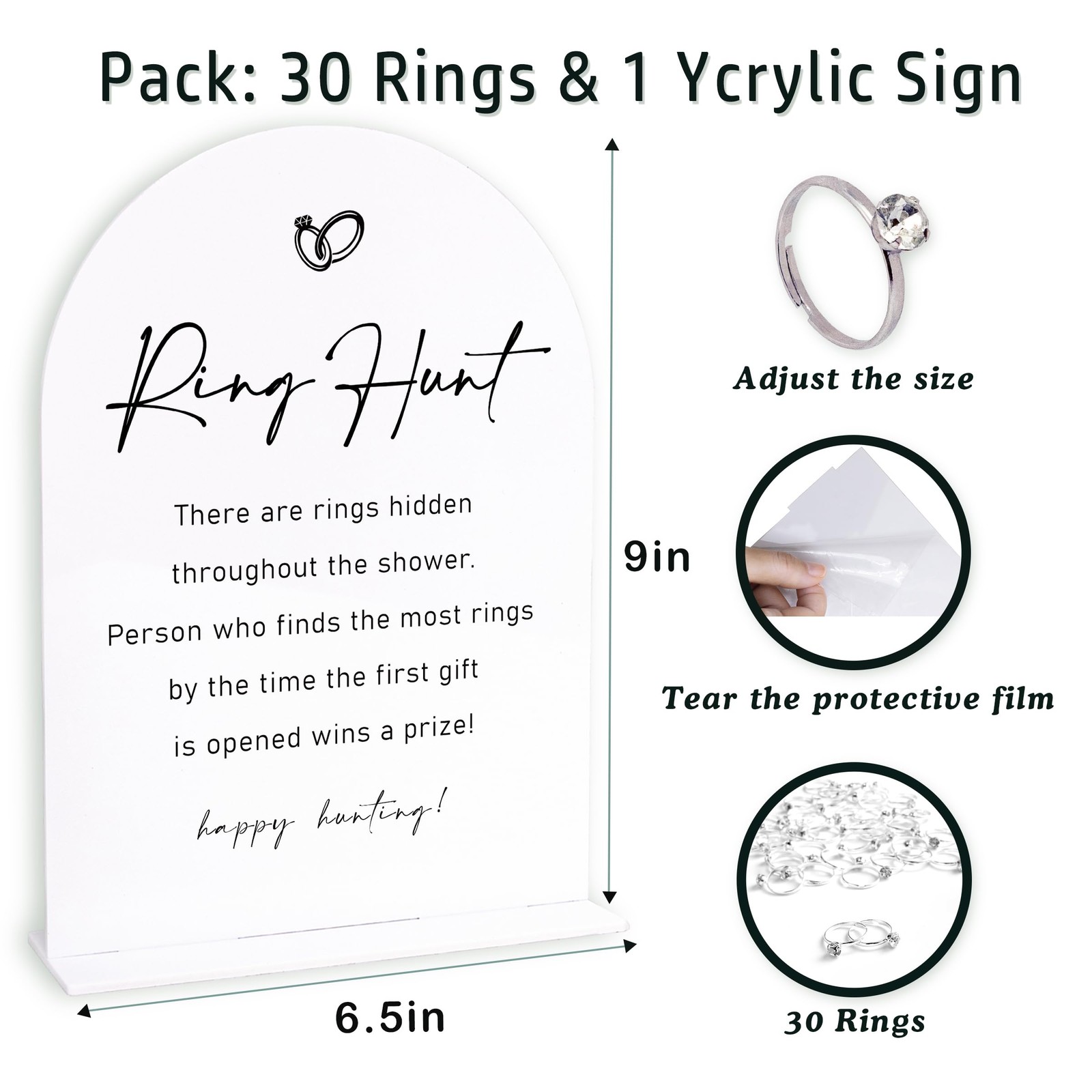 Minimalist Bridal Shower Party Ring Scavenger Hunt, The Ring Hunt Game, 1 Sig…