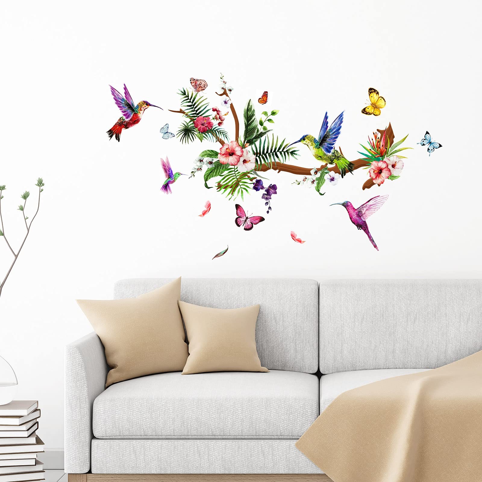 Zonon Hummingbirds Wall Decals Peel and Stick Birds Vinyl Wall Stickers