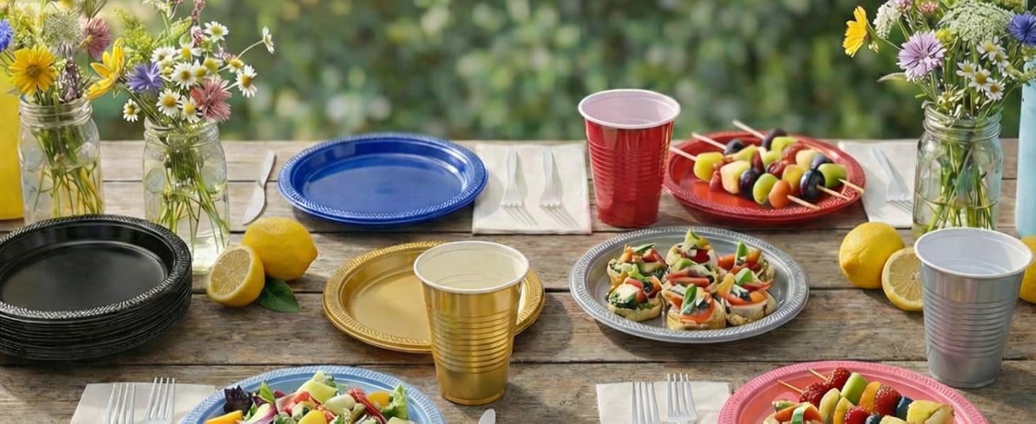 Gold Solid Color Premium Heavy Weight Plastic Appetizer Plate (7″) 50 Count –