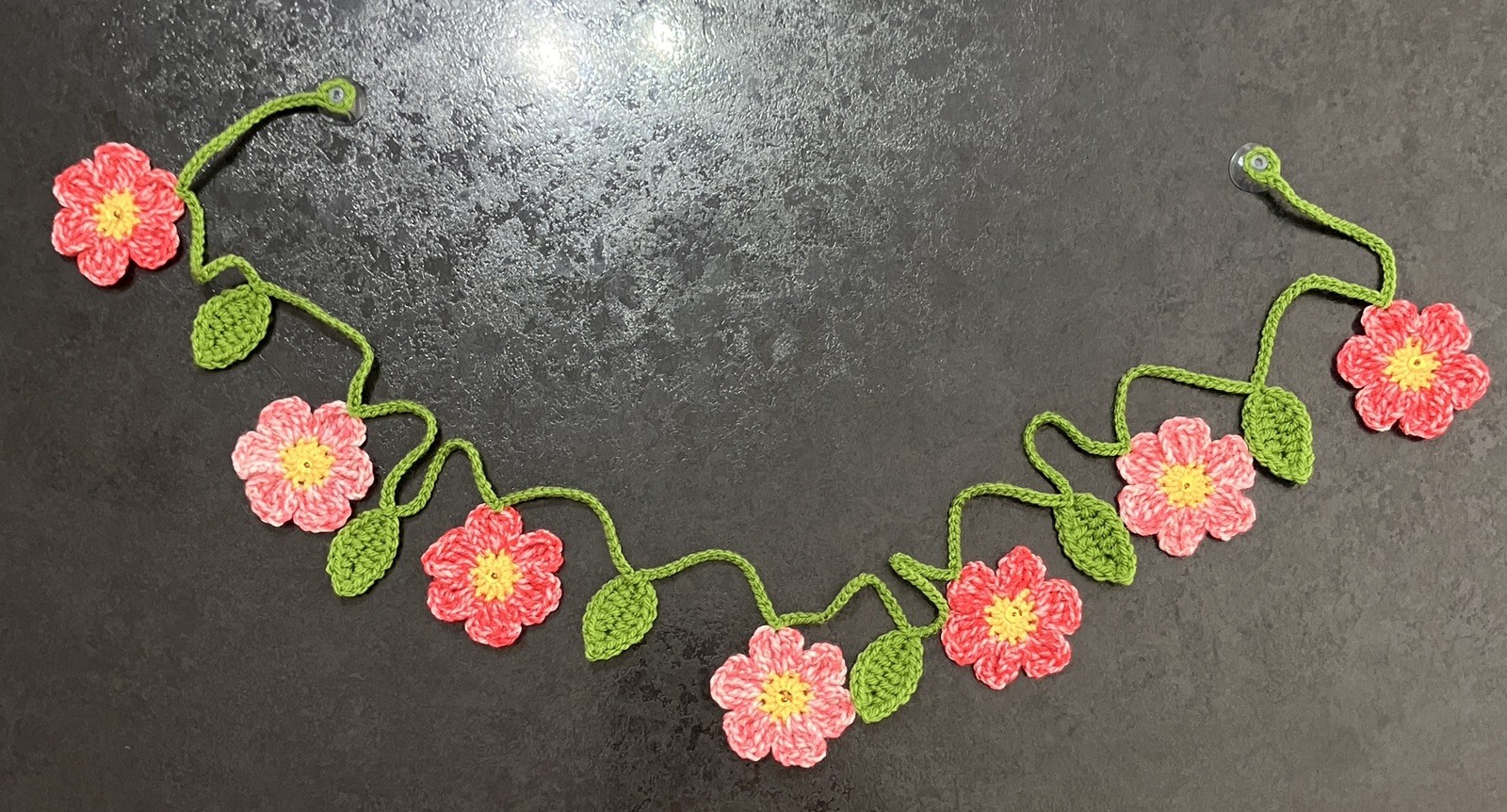 🌸🍃NEW PRETTY hand Crochet Flower Bunting Leaf Window 50” camper SUMMER Gift