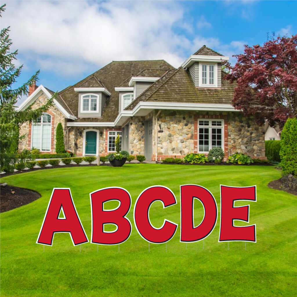 Alphabet Yard Letters, Solid Color with Outline 18″ KG, 26 pcs, Stakes Included