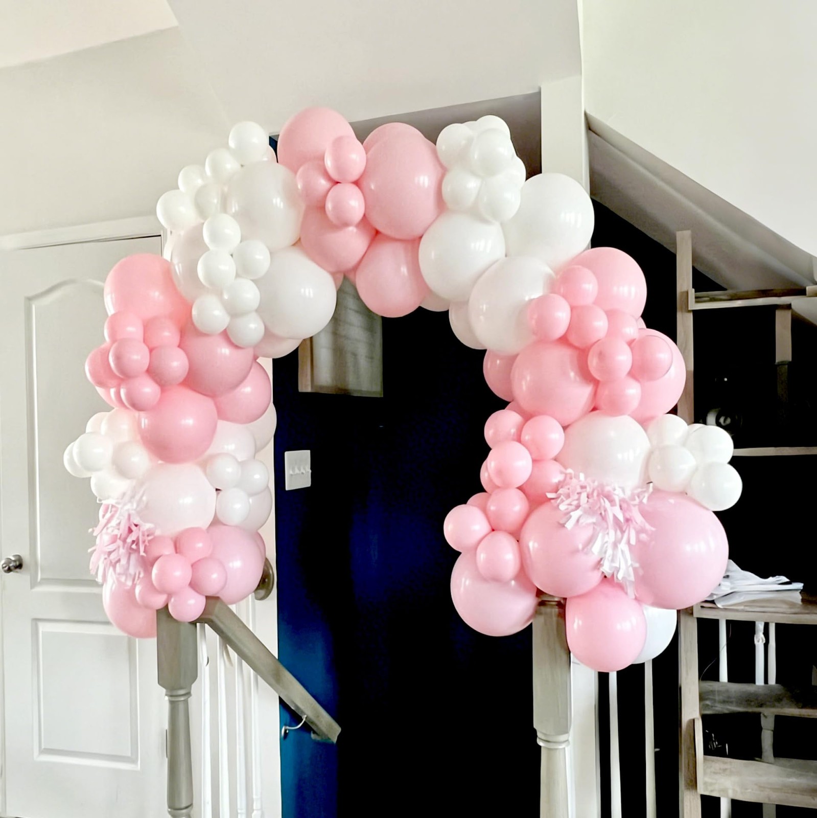 Light Pink Balloon Arch Kit, 134Pcs Pink and White Balloons