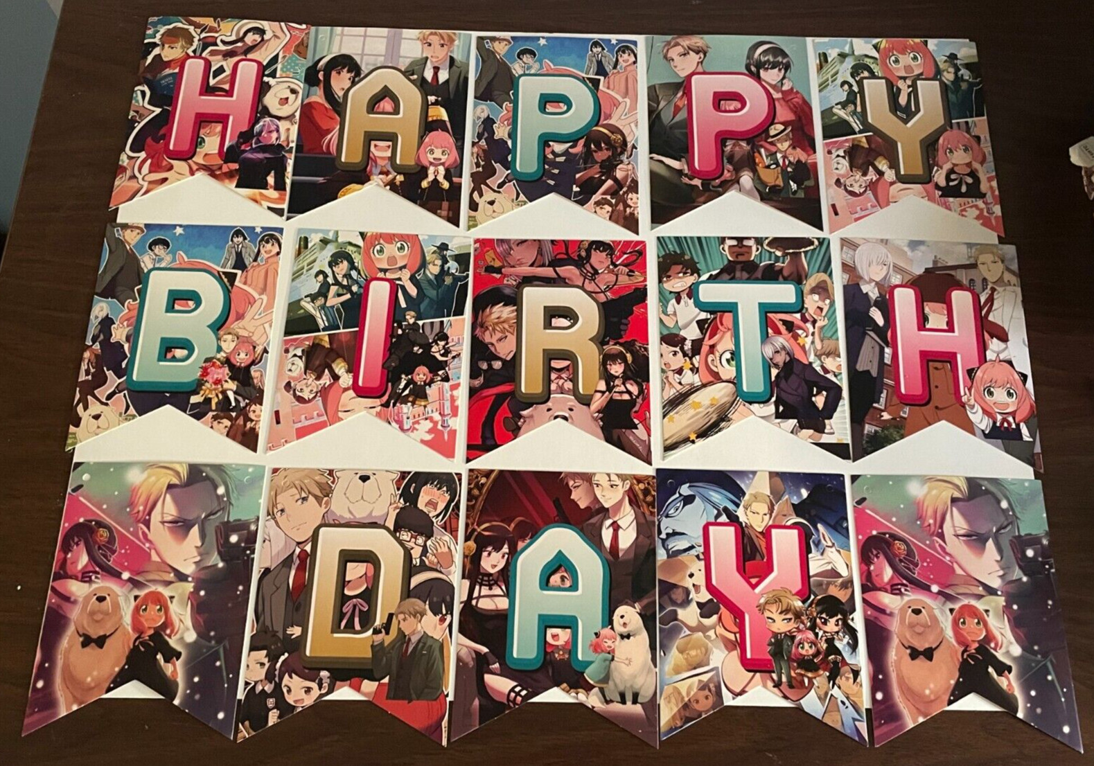 Spy X Family Anya Happy Birthday Banner & Cake Toppers Decoration New
