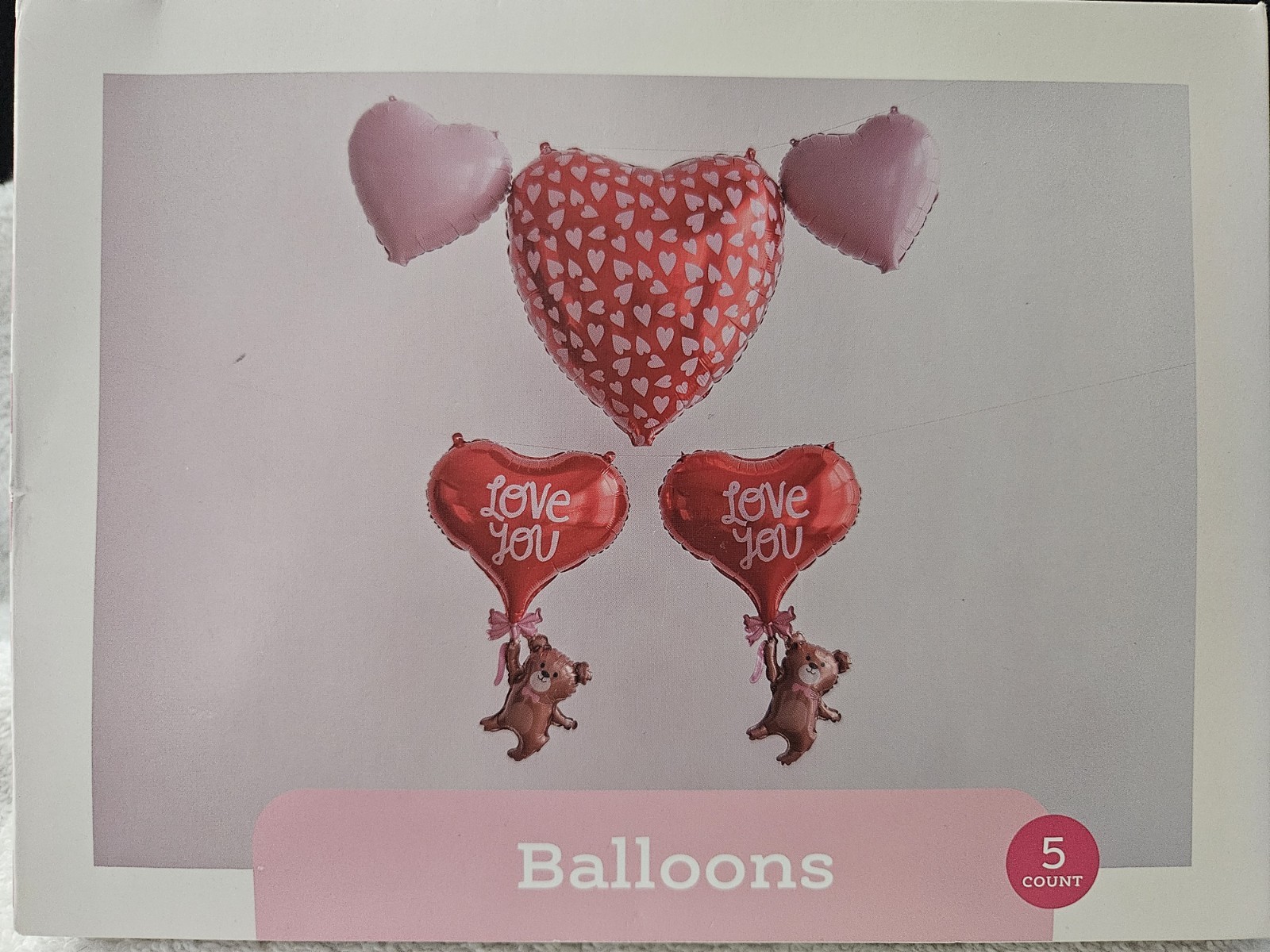 5 Pack Of Valentines Day Foil Balloons By Spritz – Love & Hearts Balloon Bundle