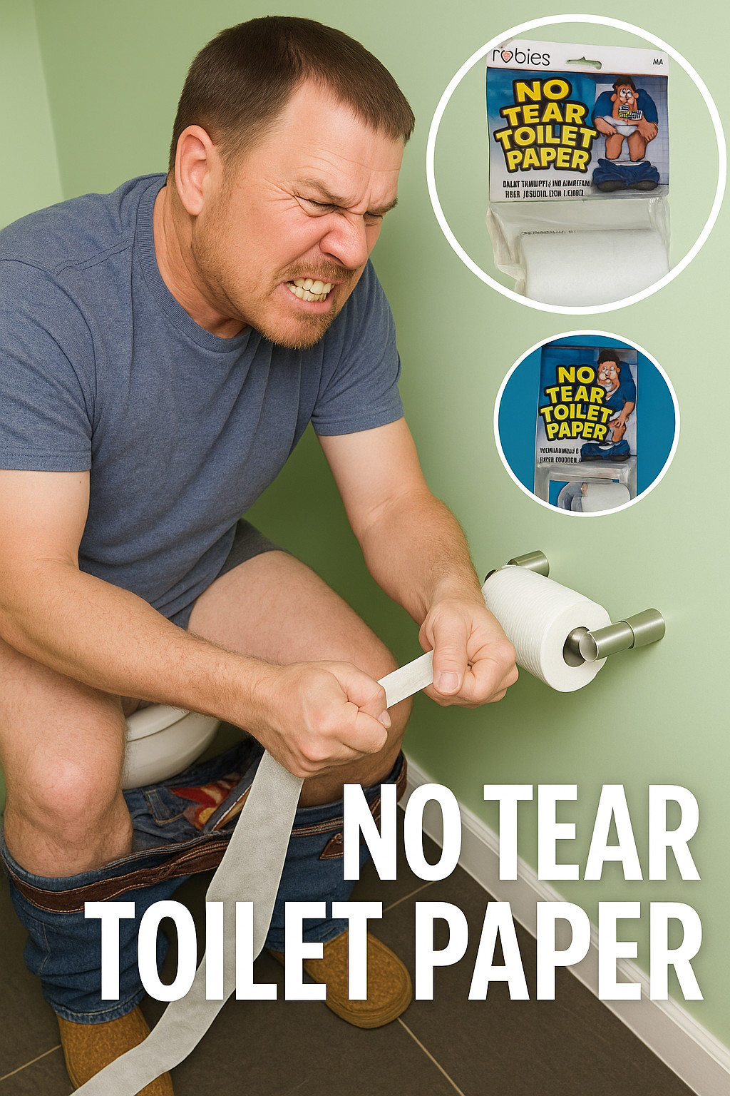FAKE TOILET PAPER ROLL No Tear Non Rip Joke Prank Gag Gift Funny Bathroom Humor