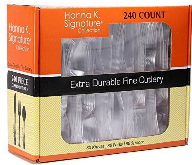 Hanna K. Signature 240 Count Combo Cutlery Extra Durable Fine Clear Cutlery