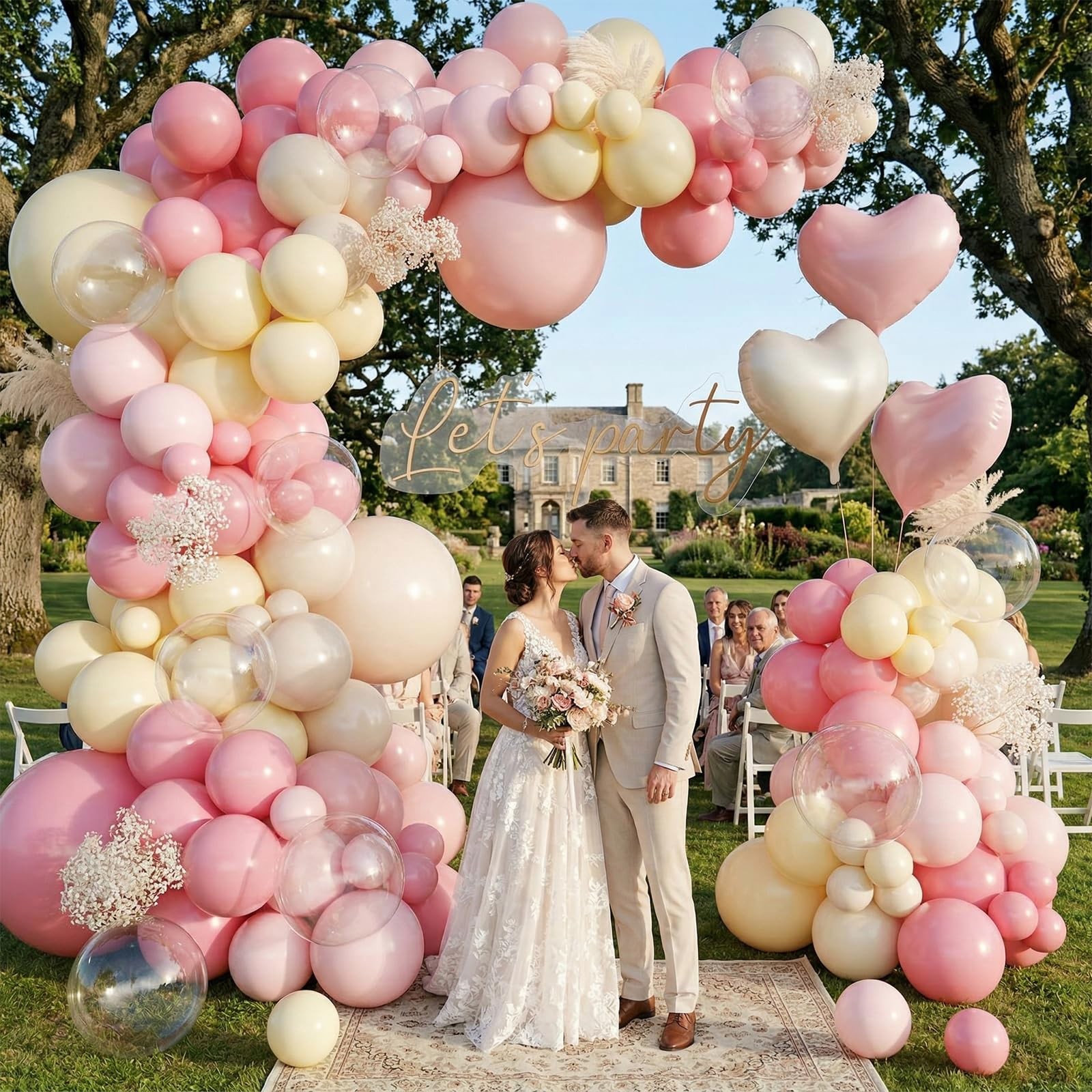 Pink and Yellow Balloon Arch Kit,150Pcs Pastel Pink Light Pink Yellow Sand Wh…