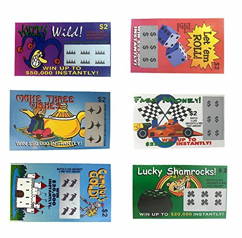 FAKE LOTTERY TICKETS- 100 TICKETS 6 Assorted Designs FREE SHIPPING USA SELLER
