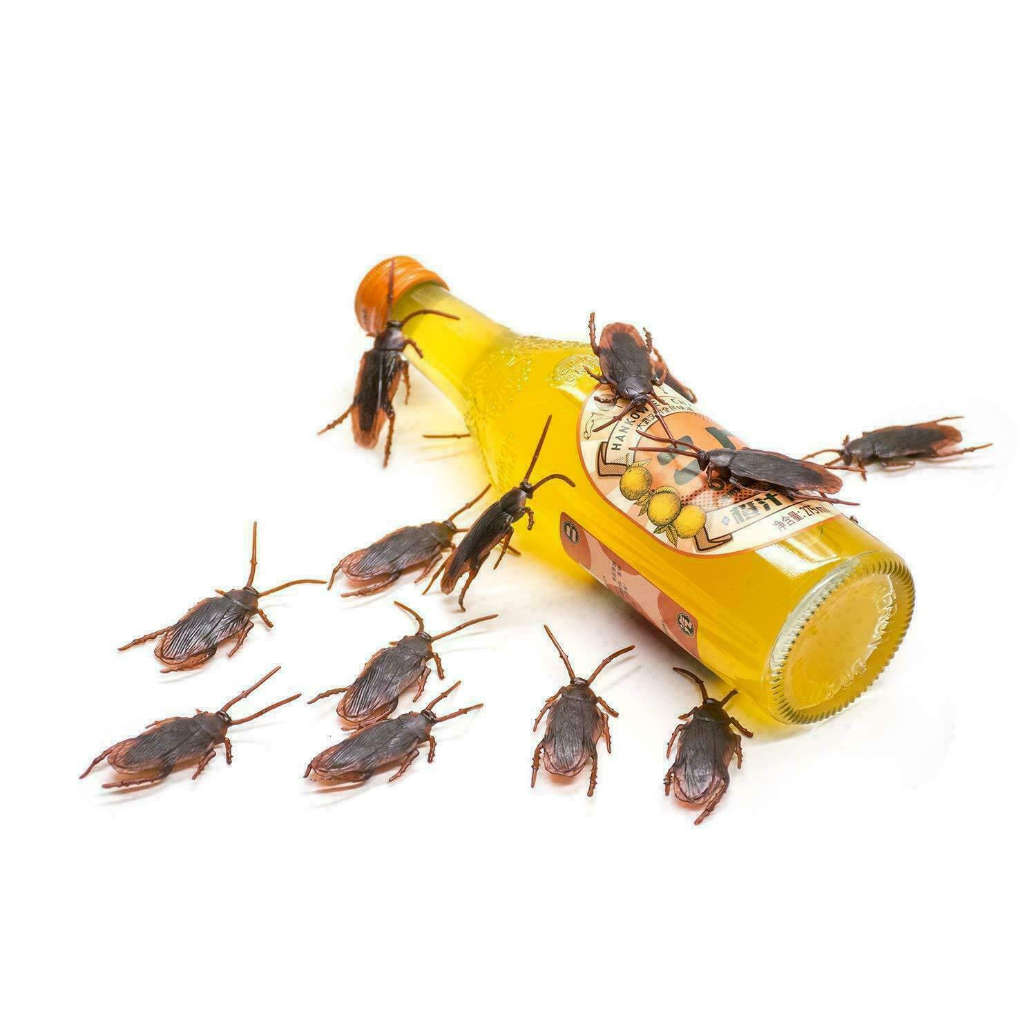 20PCS Rubber Cockroaches Realistic Cock Roach Rubber Fake Creepy Bugs Gag Toy US