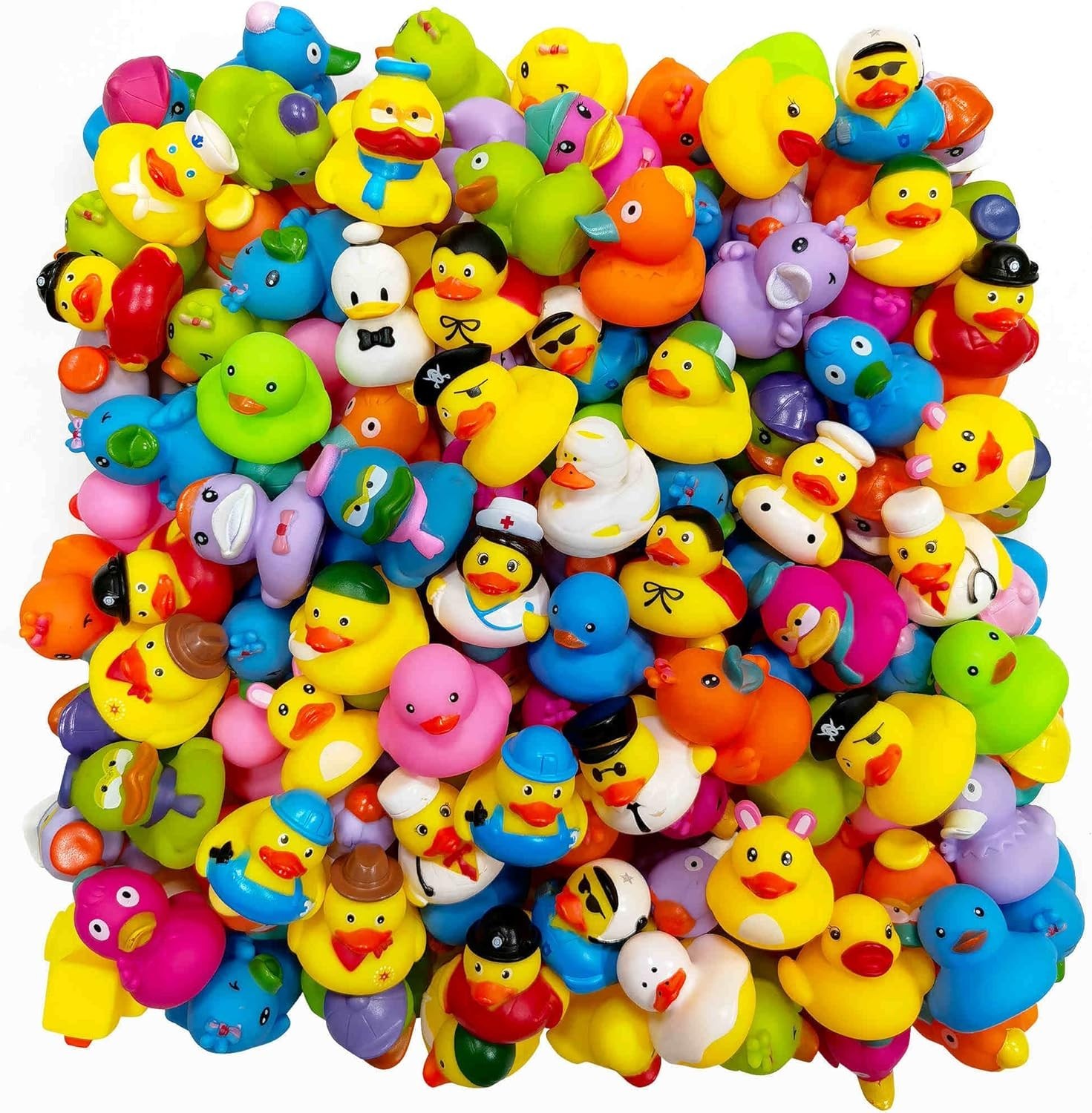 100-Pack Rubber Ducks in Bulk,Assortment Duckies for Jeep Ducking Floater Duck