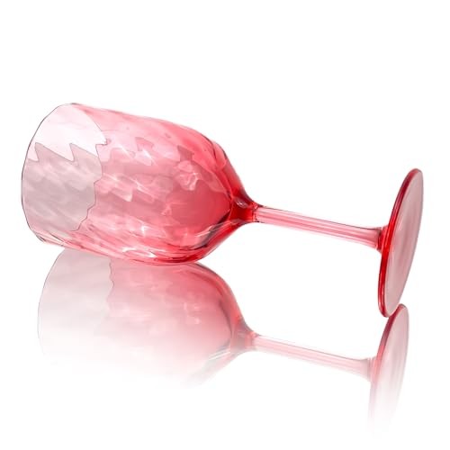 Plastic Wine Glasses Set Of 6,Unbreakable Acrylic Wine 15 Ounce Red