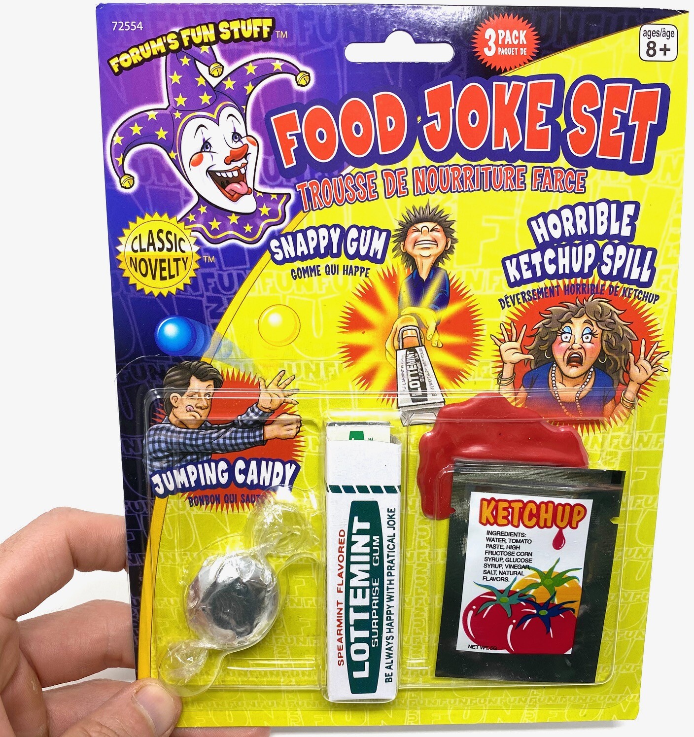 Food Joke Prank Novelty GaG Joke Set – Snap Gum – Jumping Candy – Ketchup Spill