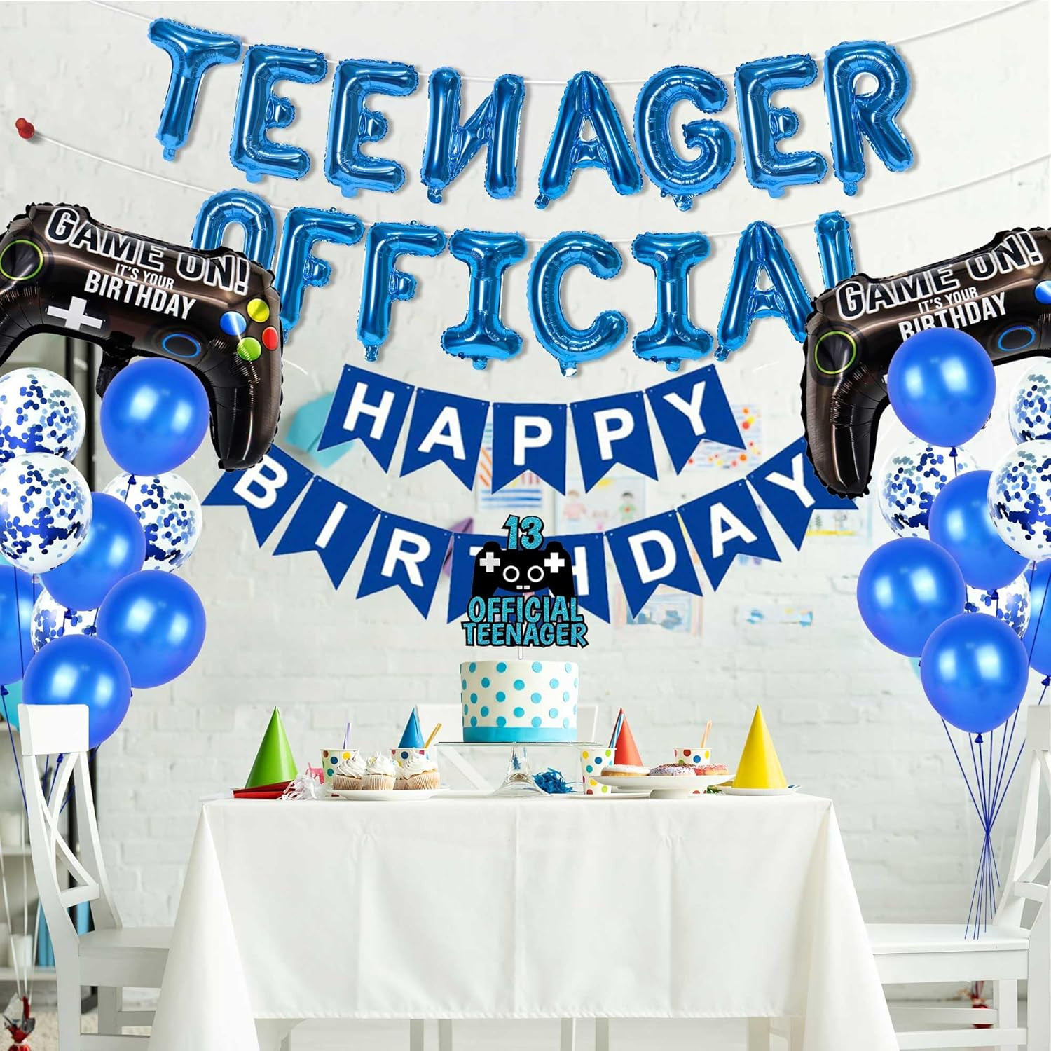 13Th Birthday Decorations Boy Blue – 40 Pcs Official Teenager Balloons, Happy Bi